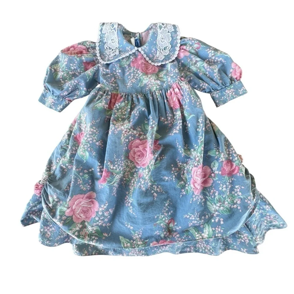 Vintage Sarah Kent Cottagecore Floral Prairie Dress 80s Gone with the Wind Sz 6X